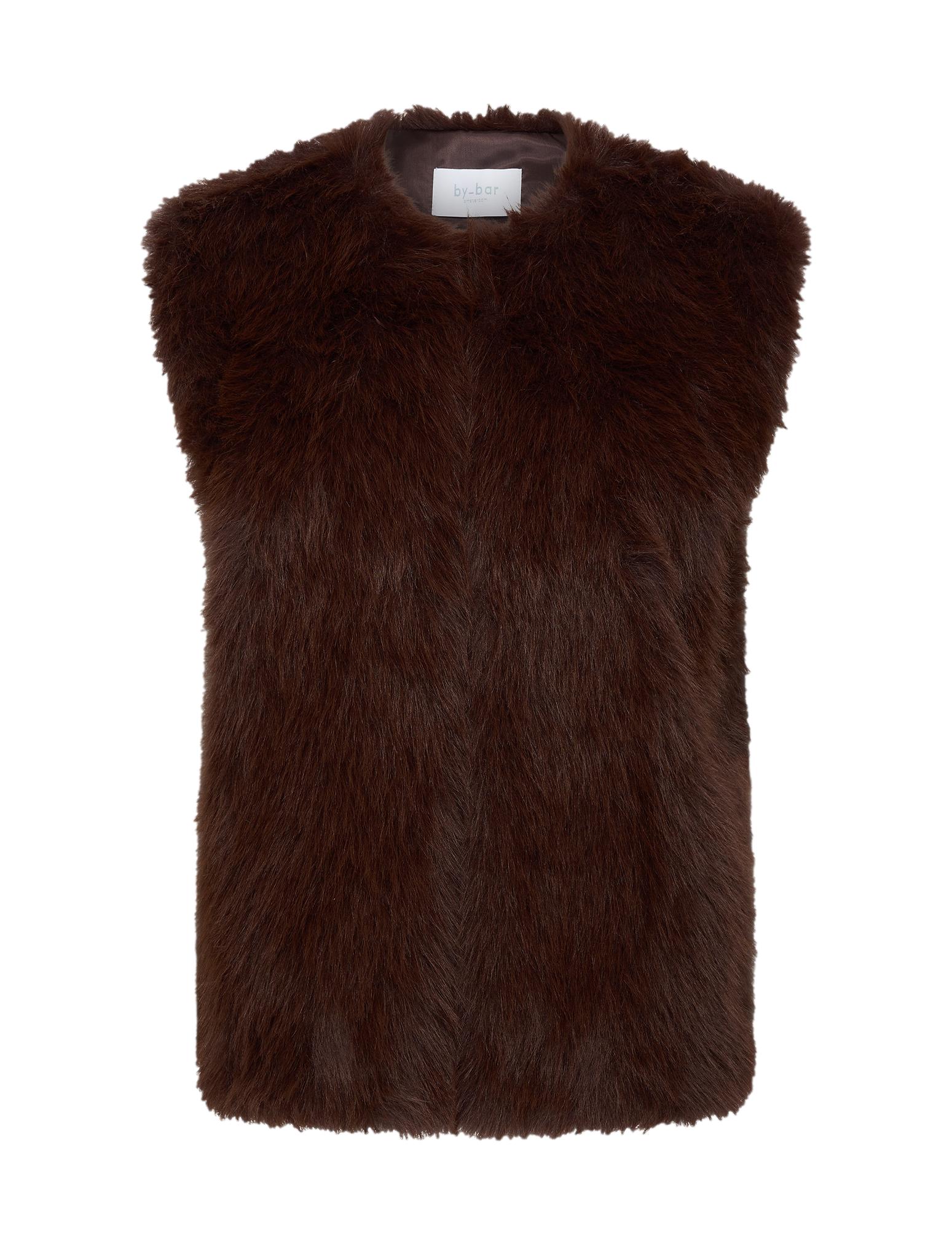 Mona faux fur gilet, Dark brown