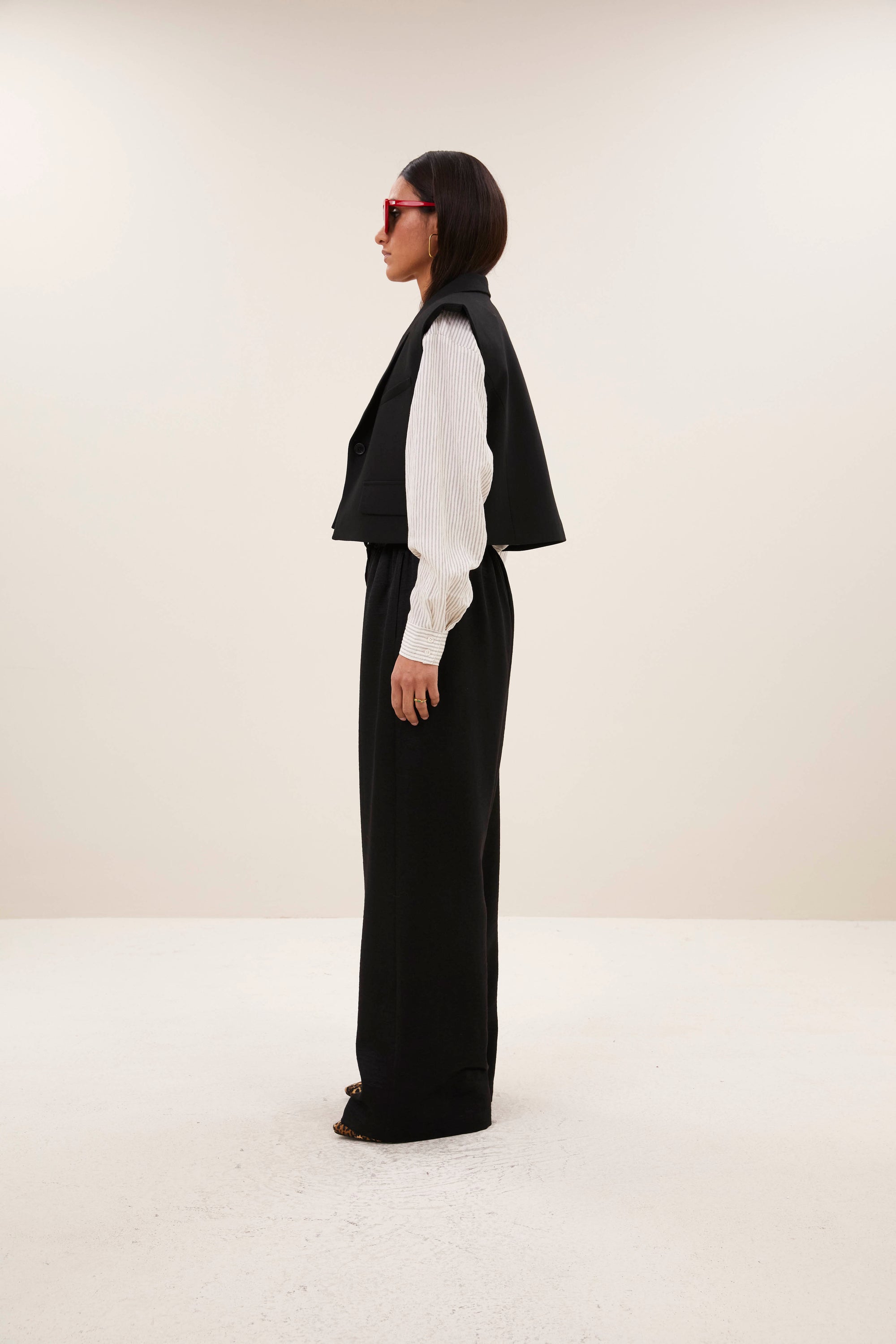 Bobi herringbone gilet, Black