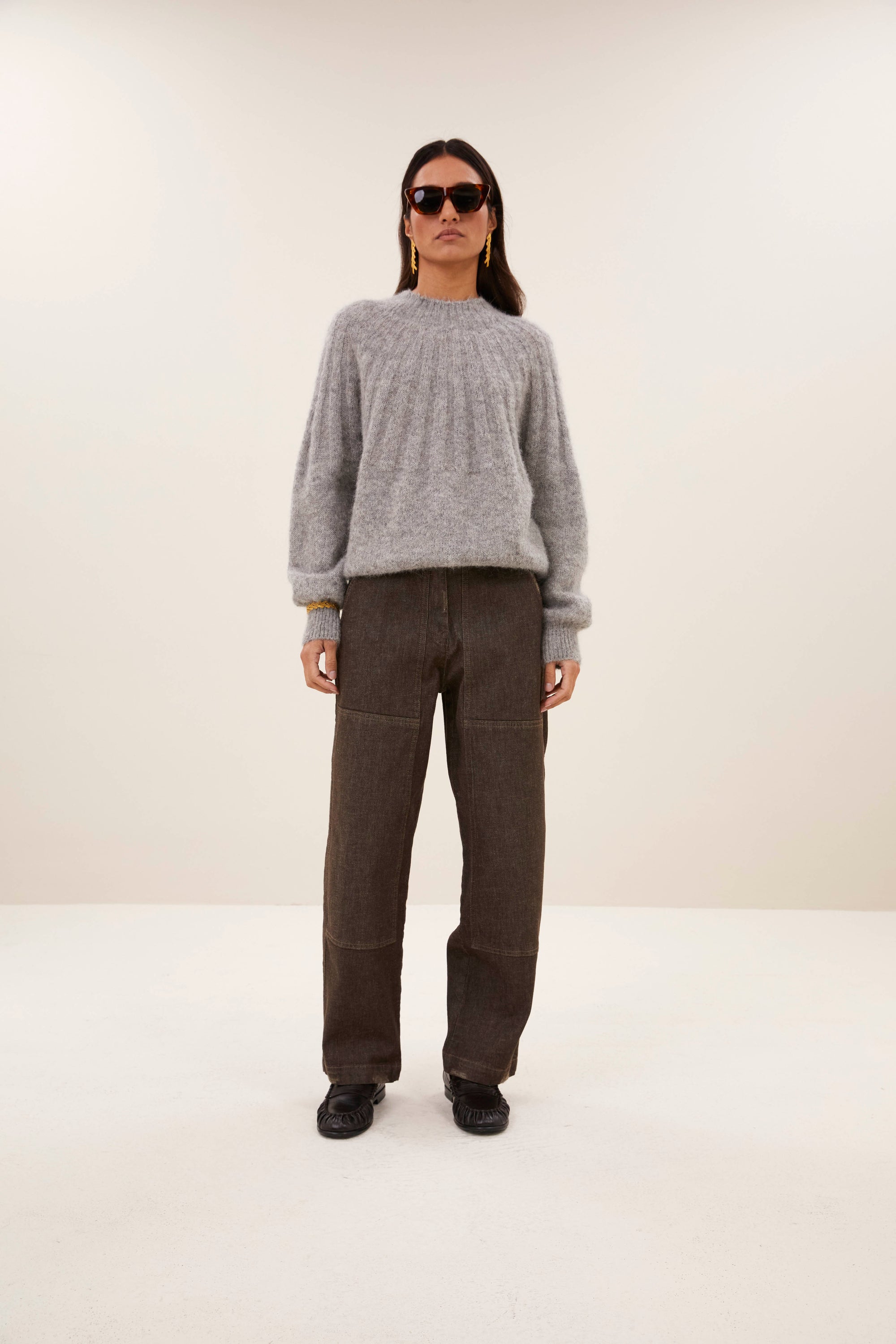 Jenna worker jeans, Dark brown