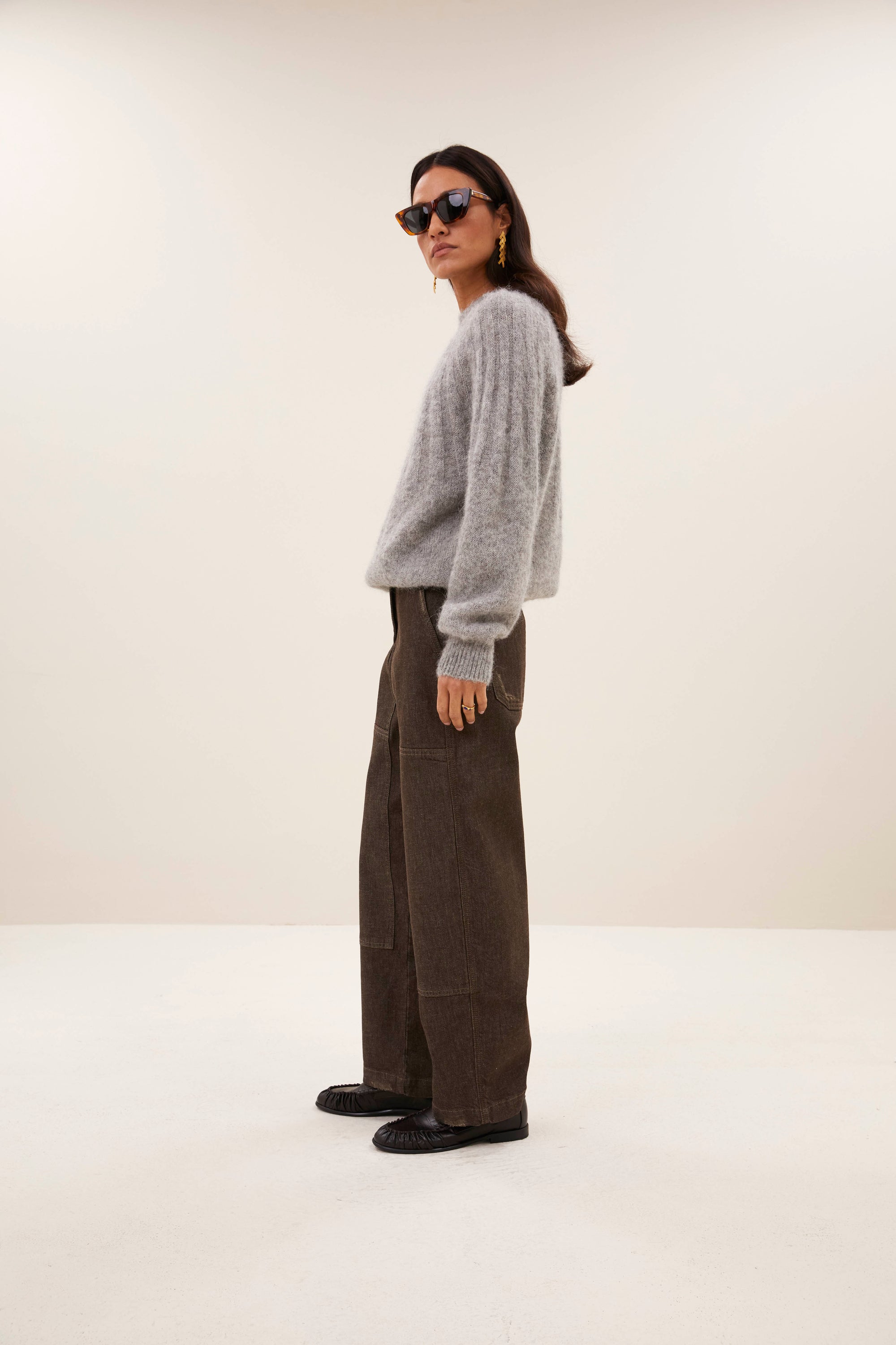 Jenna worker jeans, Dark brown