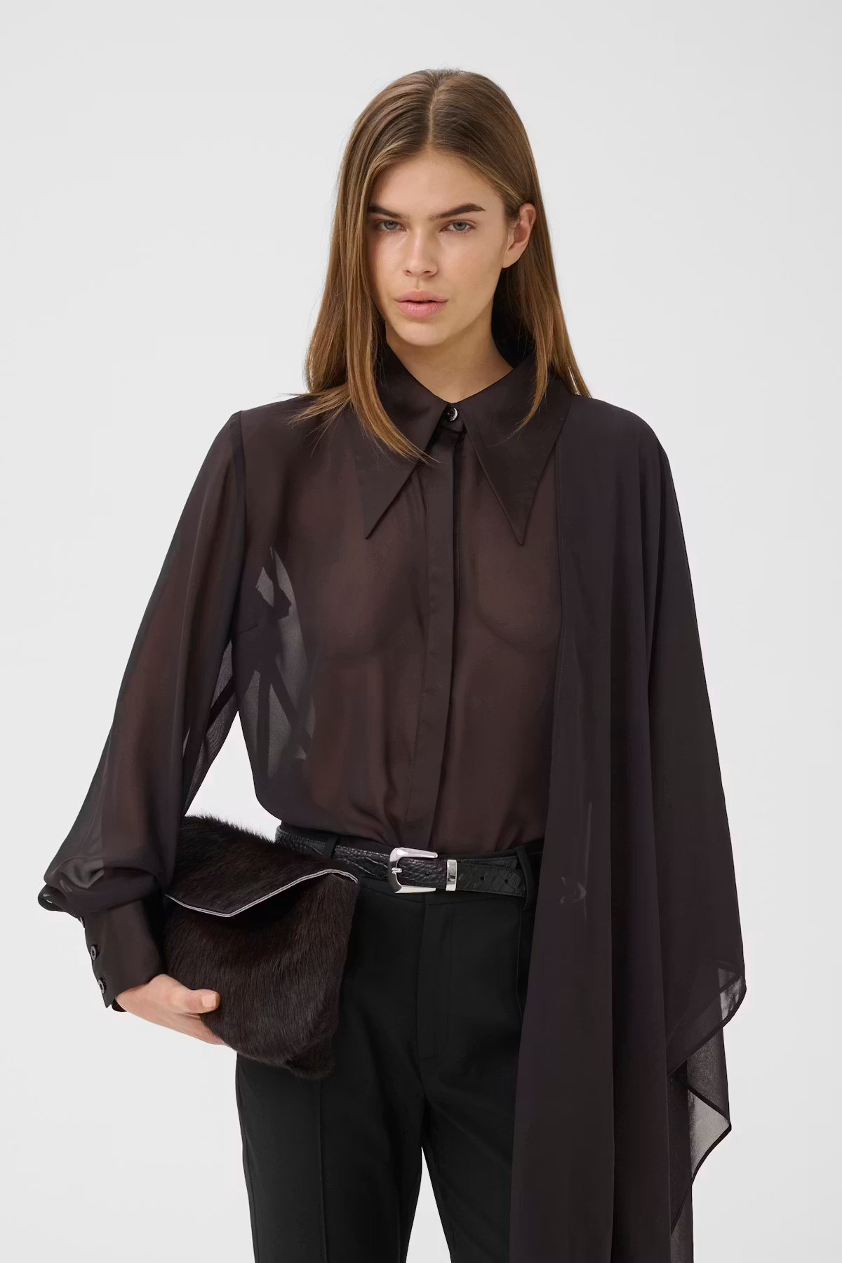 GZlynne scarf shirt, Ganache