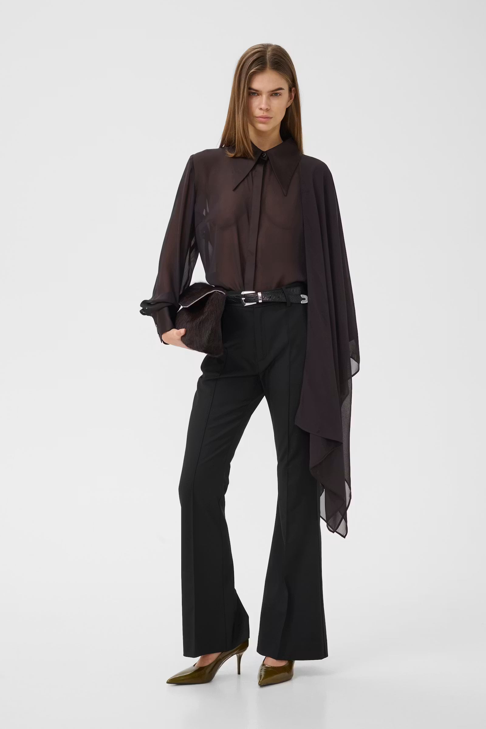 GZlynne scarf shirt, Ganache