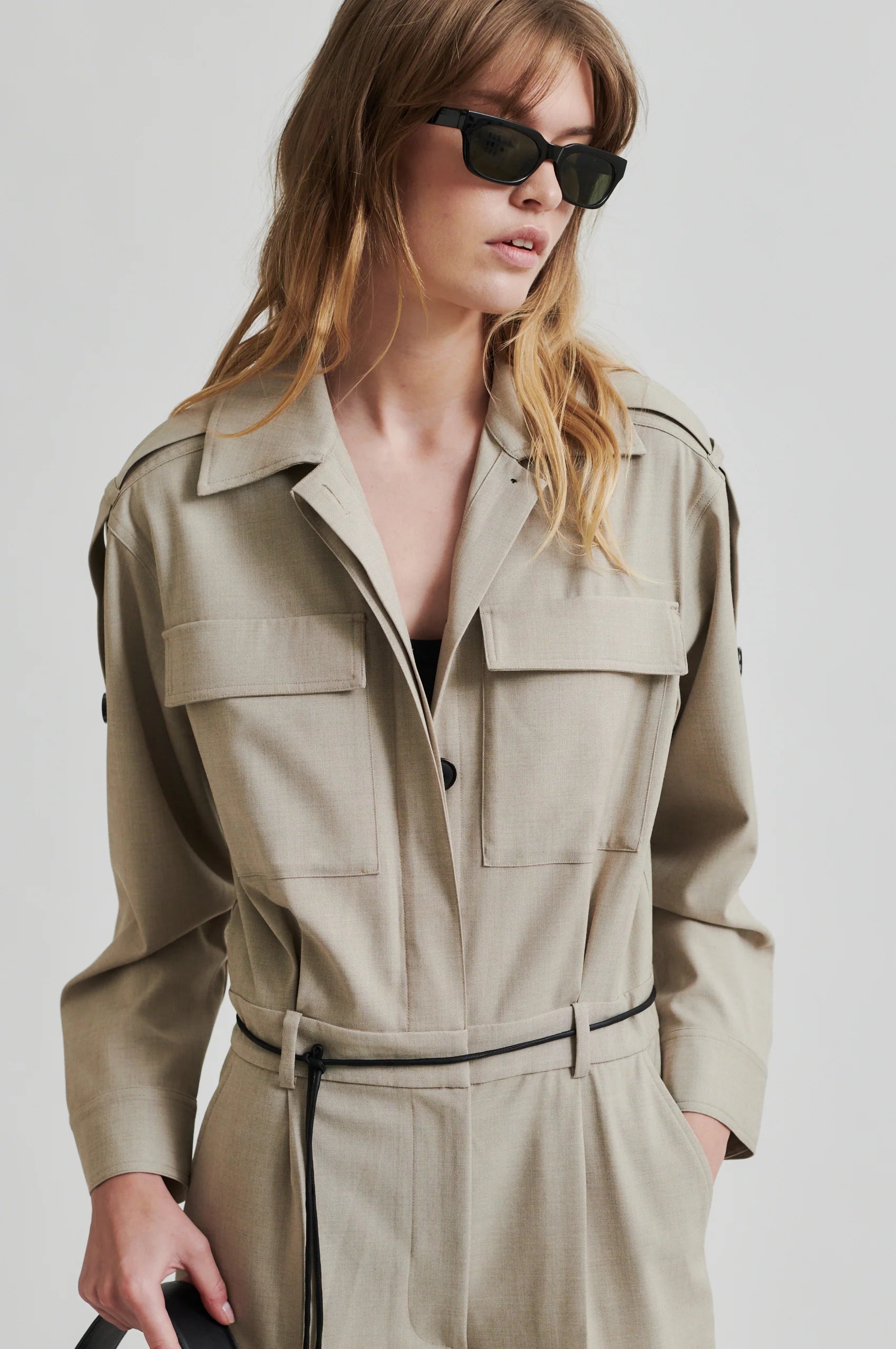 Sharo All In One Jumpsuit, Trench Coat