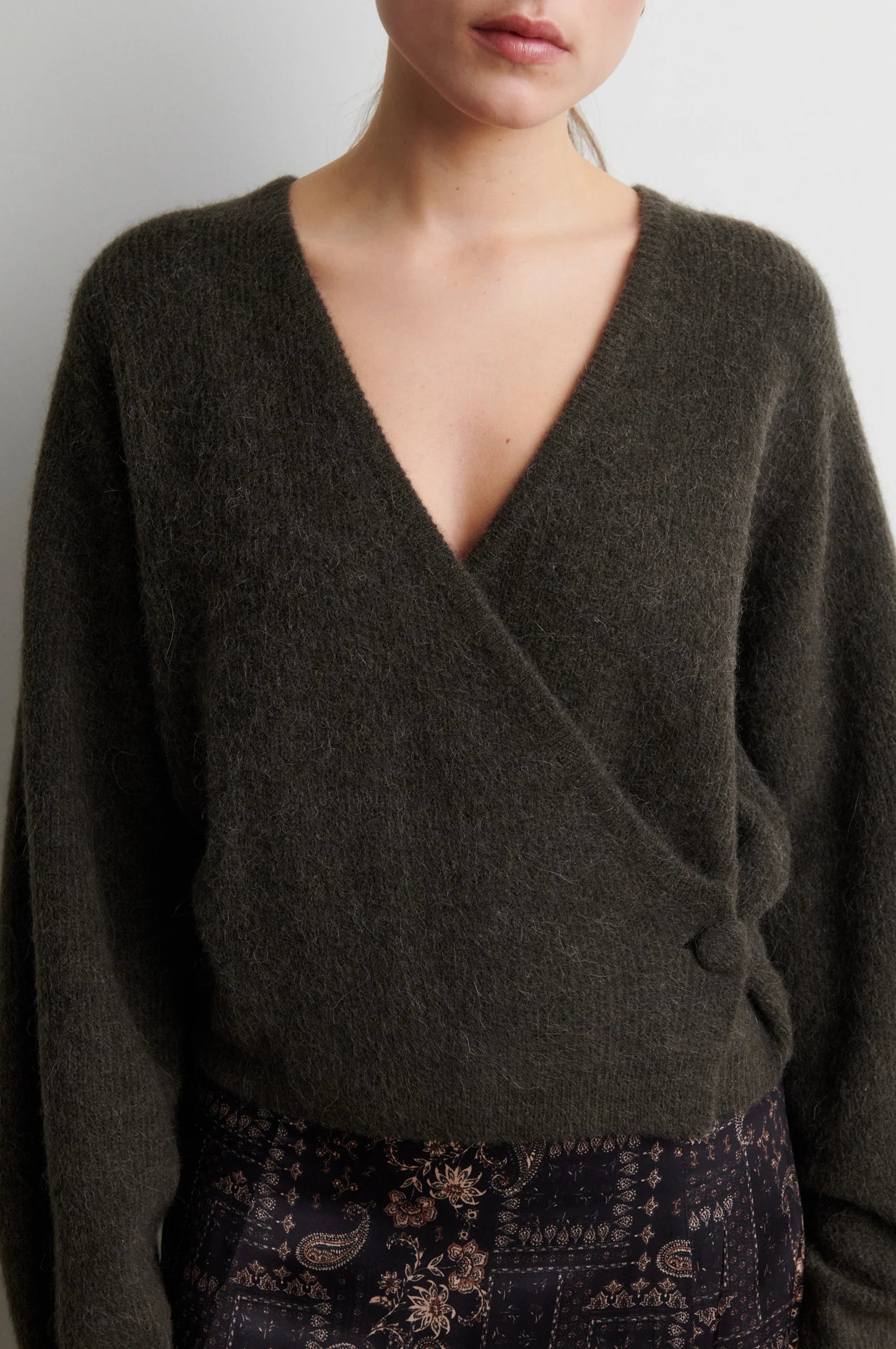 Gabby Wrap Knit, Black Olive