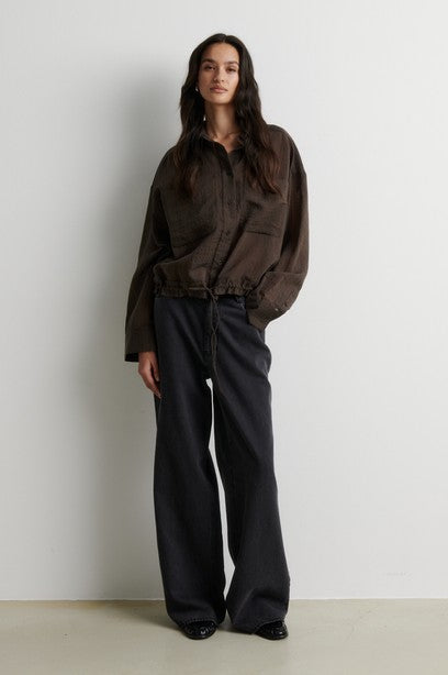 Valaia Shirt, Black Olive