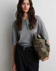 Longo SS Knit Collar, Mid Grey Melange