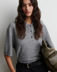 Longo SS Knit Collar, Mid Grey Melange