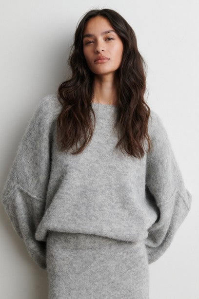 Pollenza Knit Pullover, Light Grey Melange