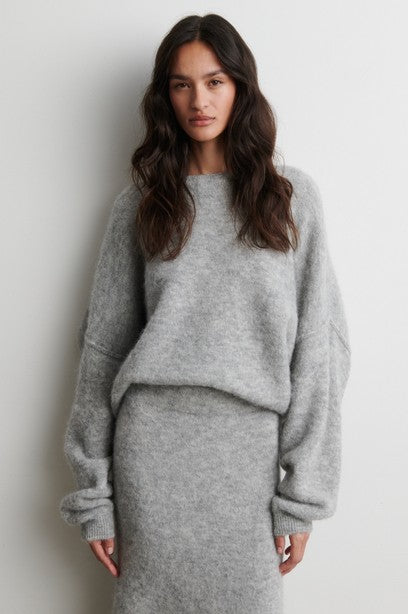 Pollenza Knit Pullover, Light Grey Melange