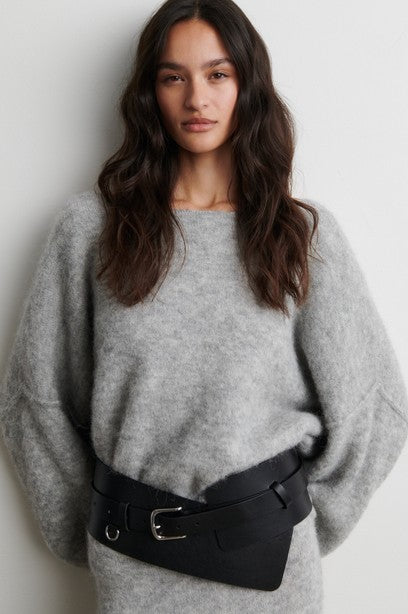 Pollenza Knit Pullover, Light Grey Melange