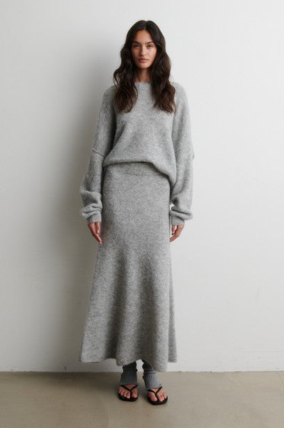 Pollenza Knit Pullover, Light Grey Melange