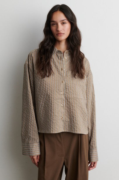 Vena Cropped Shirt, Camel