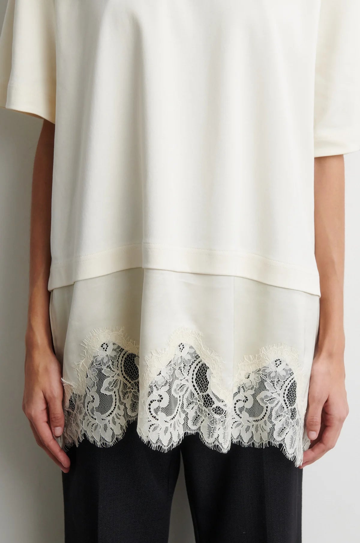 Vaccara Lace Tee, Egret