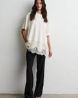 Vaccara Lace Tee, Egret