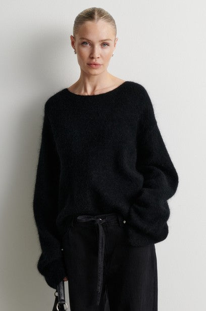 Brook Knit Lace O-Neck, Black