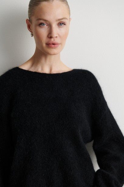 Brook Knit Lace O-Neck, Black