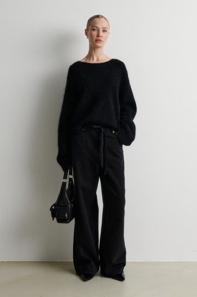 Brook Knit Lace O-Neck, Black