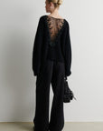 Brook Knit Lace O-Neck, Black