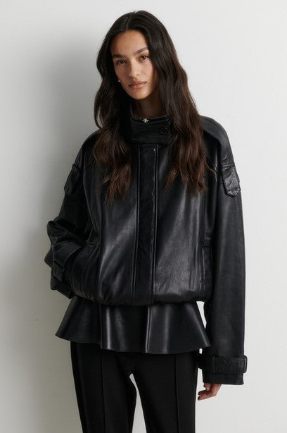 Aluka Leather Jacket, Black