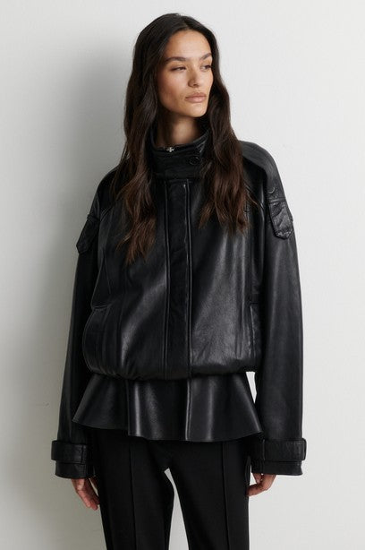 Aluka Leather Jacket, Black