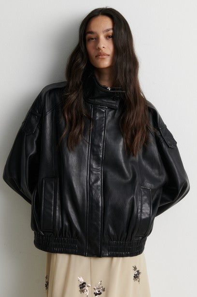 Aluka Leather Jacket, Black