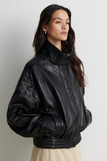 Aluka Leather Jacket, Black
