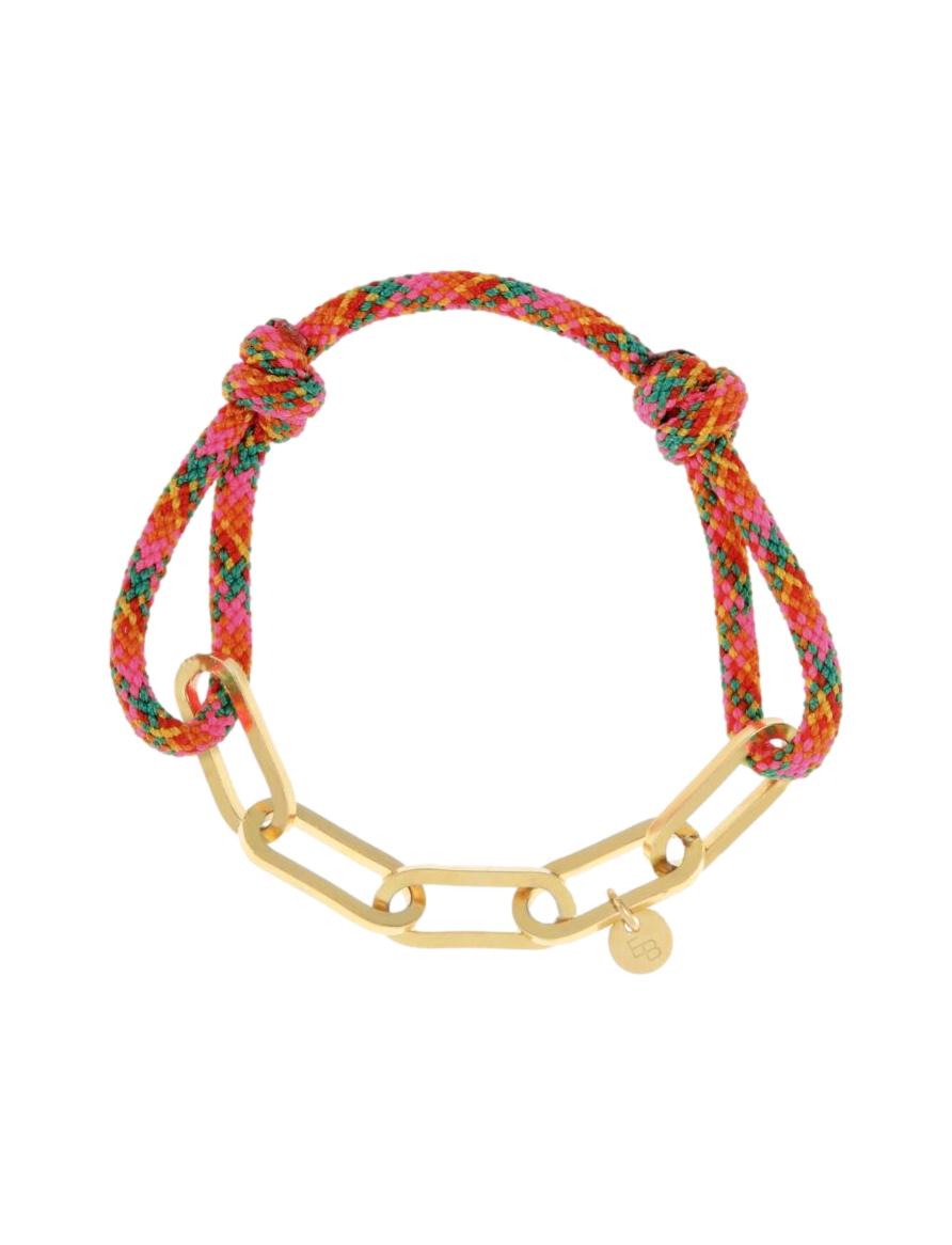 Armband met touw en gouden schakels / multicolori