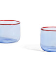 Tint Glass-Set of 2-Light blue with red rim