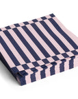 Pattern Napkins, Set of 20 Dinner, Light Pink en Dark Blue Pillar Stripe