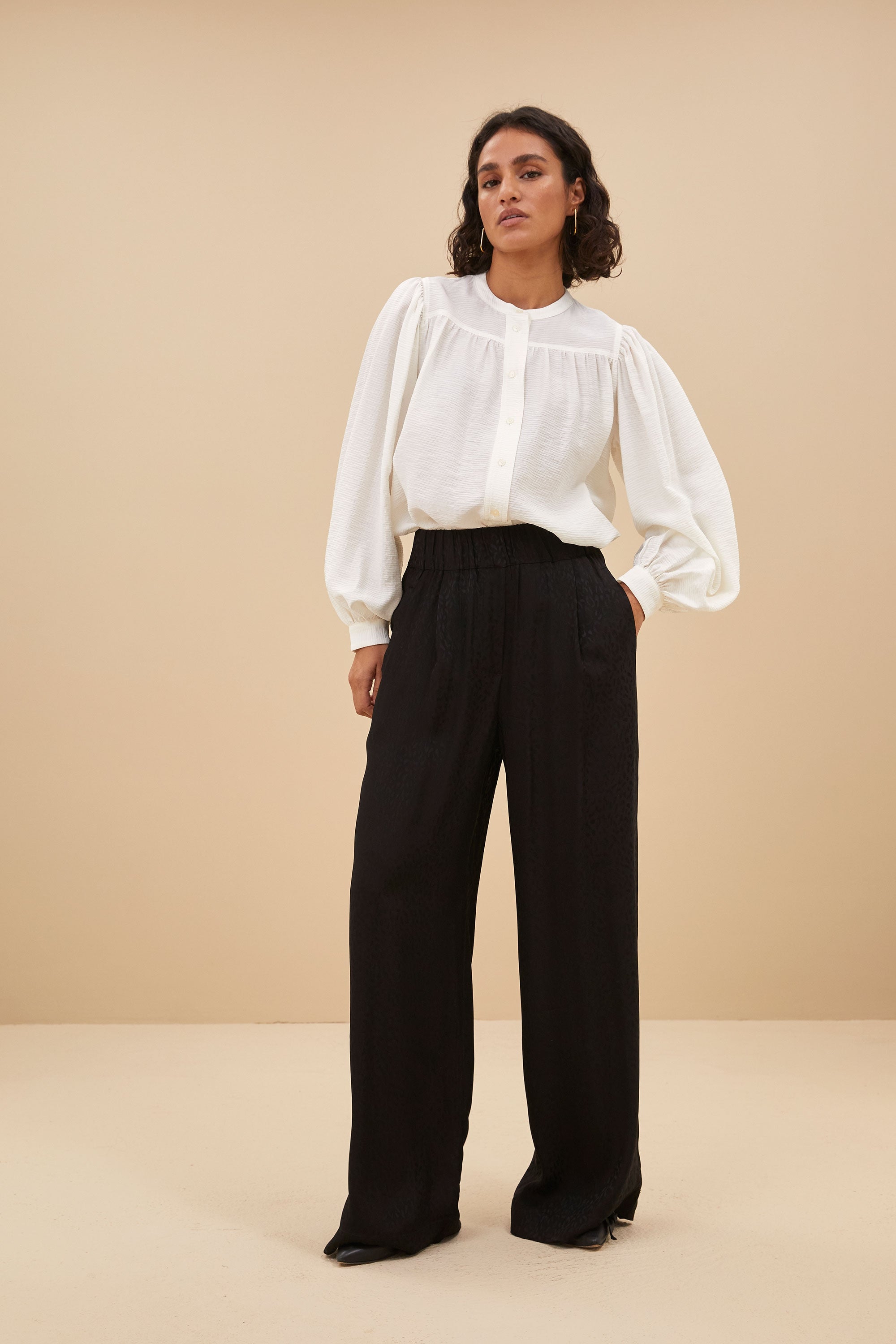 Lette Lys-By Bar-Benji Jacquard Pants-Black