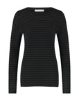 Lette Lys-By Bar-Basic LS Melange Stripe Top-Jet Black