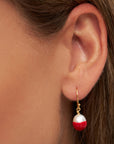 Oorbel, 1 stuk, Lulu Baroque, ear stud, rood