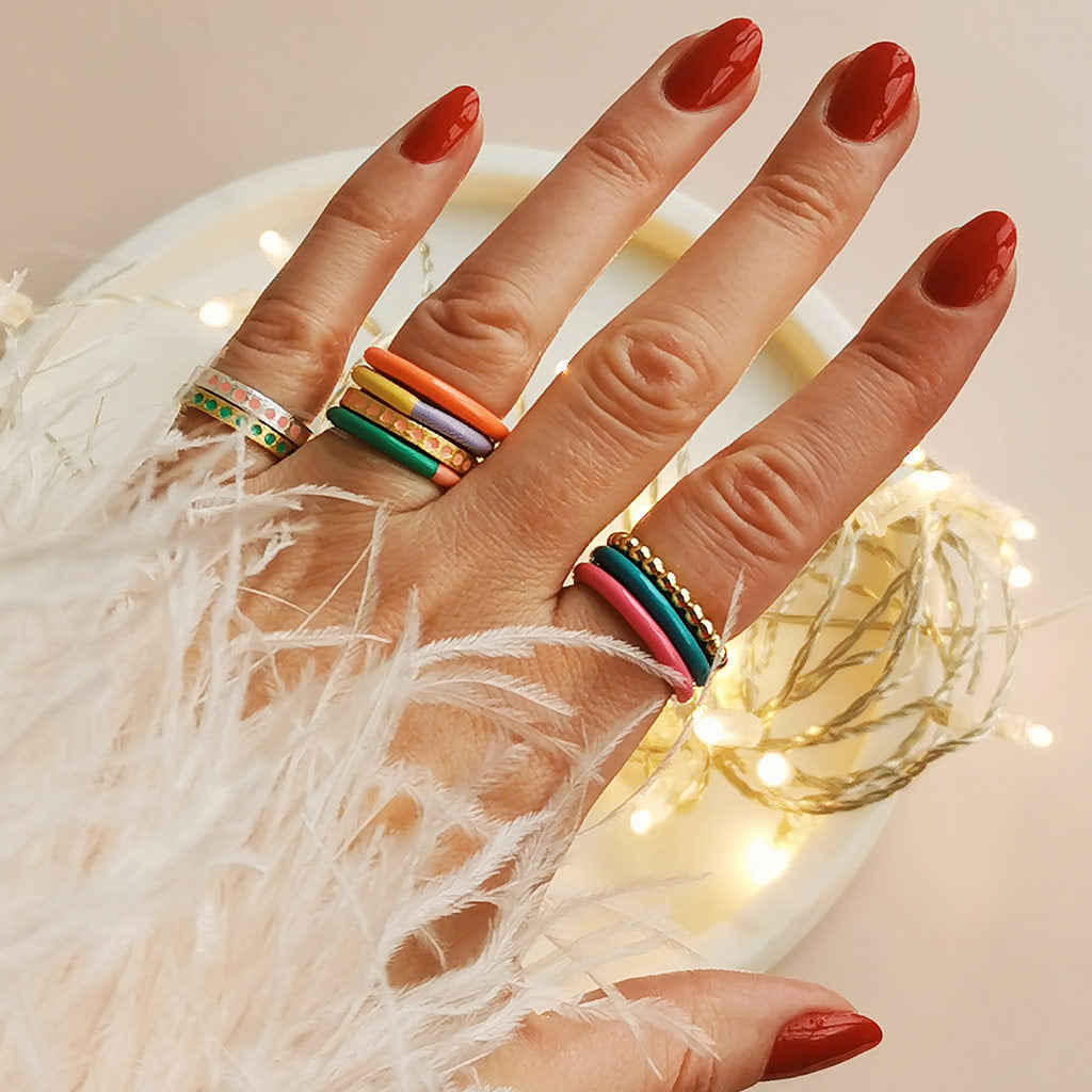 Ring, Color Ball Ring, goud, maat 52