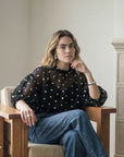 PCTasneem Blouse, Black Jacquard