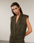 LinkaSW Twill short vest Olive