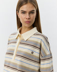 PilSW Oversize Striped Polo Shirt, Off White Striped
