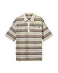 PilSW Oversize Striped Polo Shirt, Off White Striped