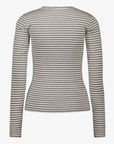 SNOS433 Top L/S Light Grey Striped