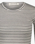 SNOS433 Top L/S Light Grey Striped