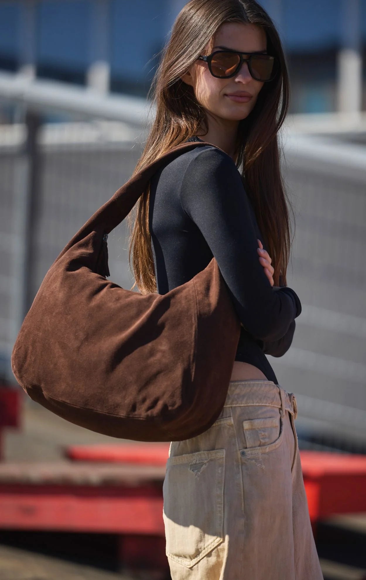 SamaraMBG Bag, Suede, Dark Brown
