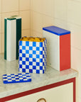 Tin Container Extra Large, Off-white, Blue en Red