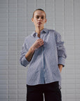 WBLFenja LS Stripe Shirt, White Navy Pinstripe