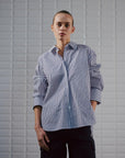 WBLFenja LS Stripe Shirt, White Navy Pinstripe