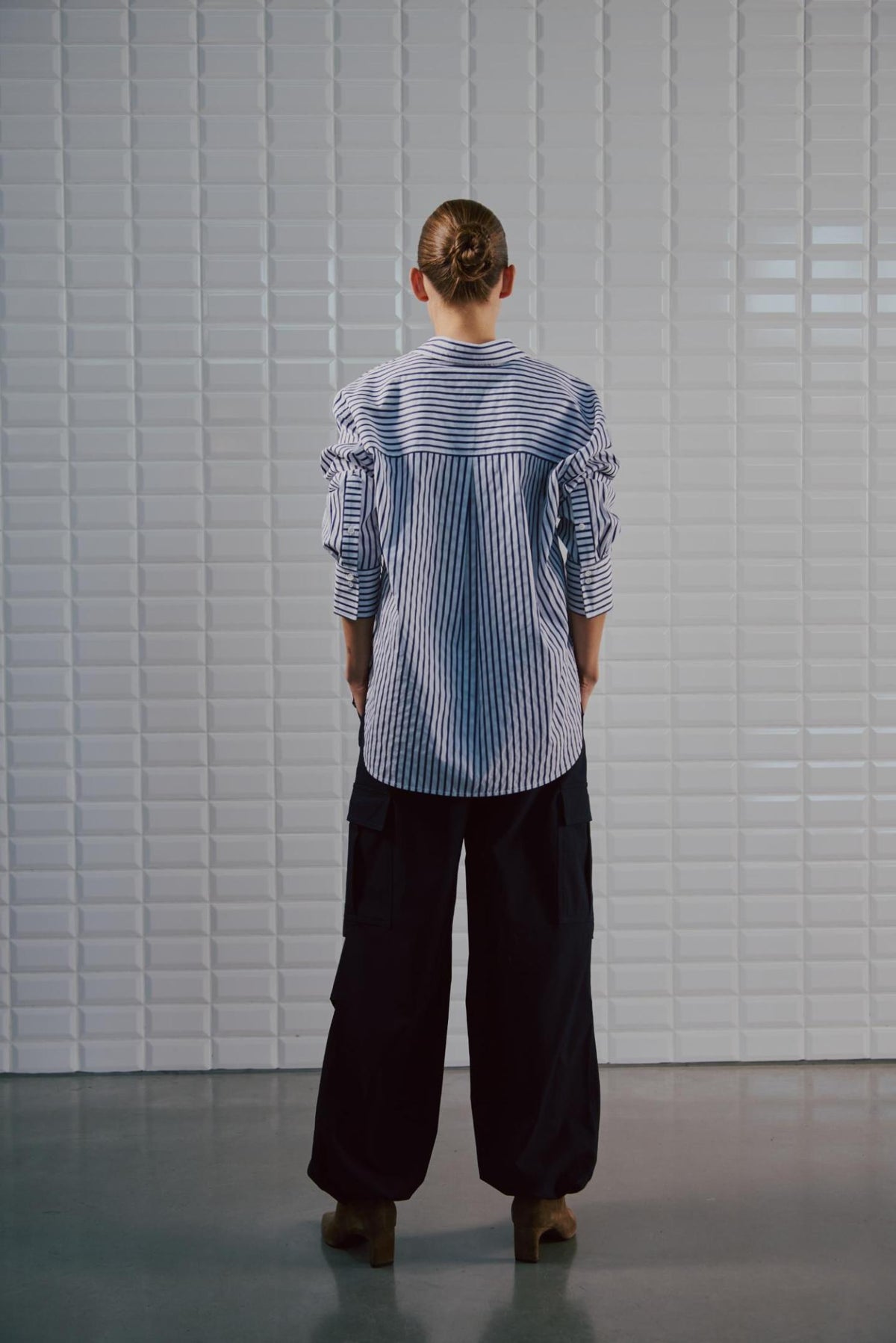 WBLFenja LS Stripe Shirt, White Navy Pinstripe