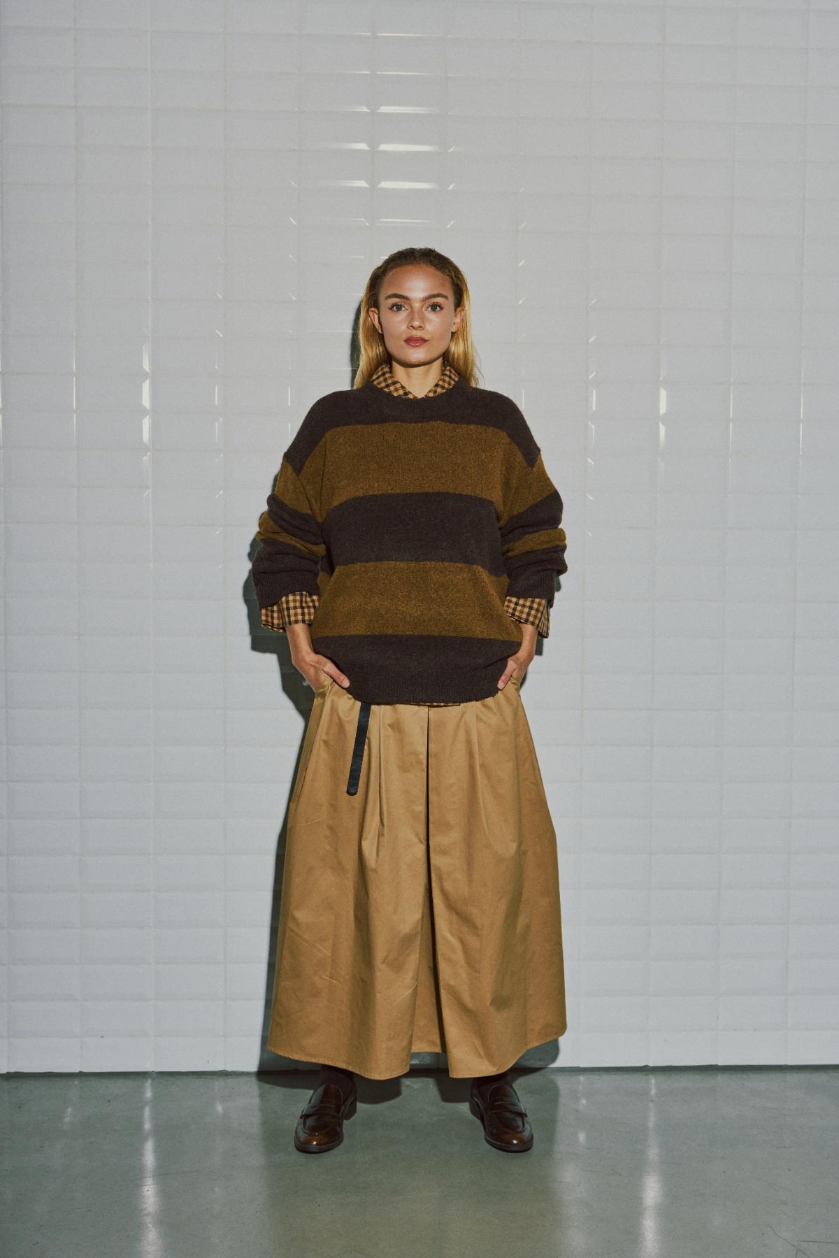 WBLIza LS Stripe Pullover, Brown Camel