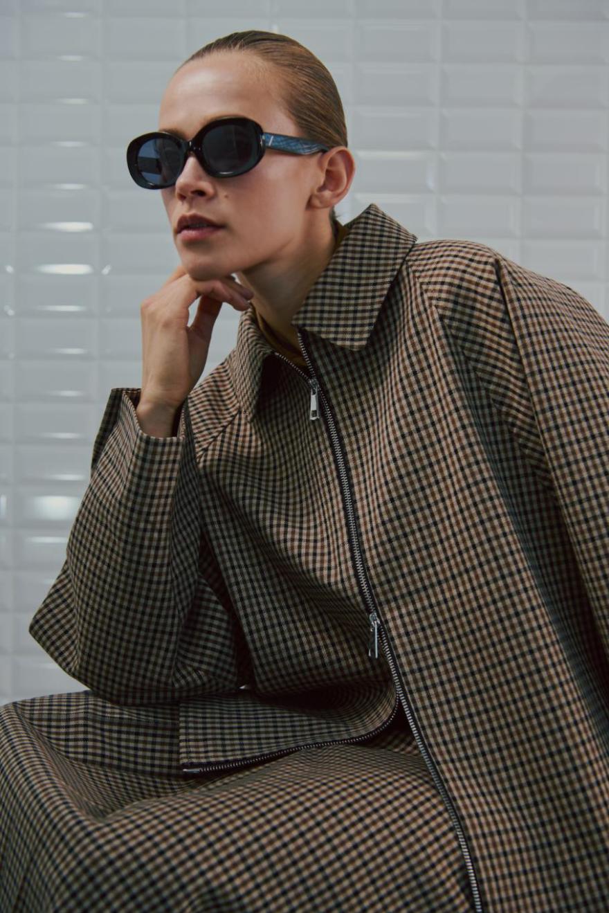 WBLJackie Checked Jacket, Brown Camel Check