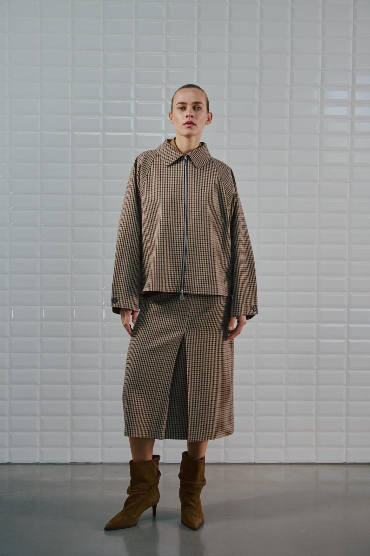 WBLJackie Checked Jacket, Brown Camel Check