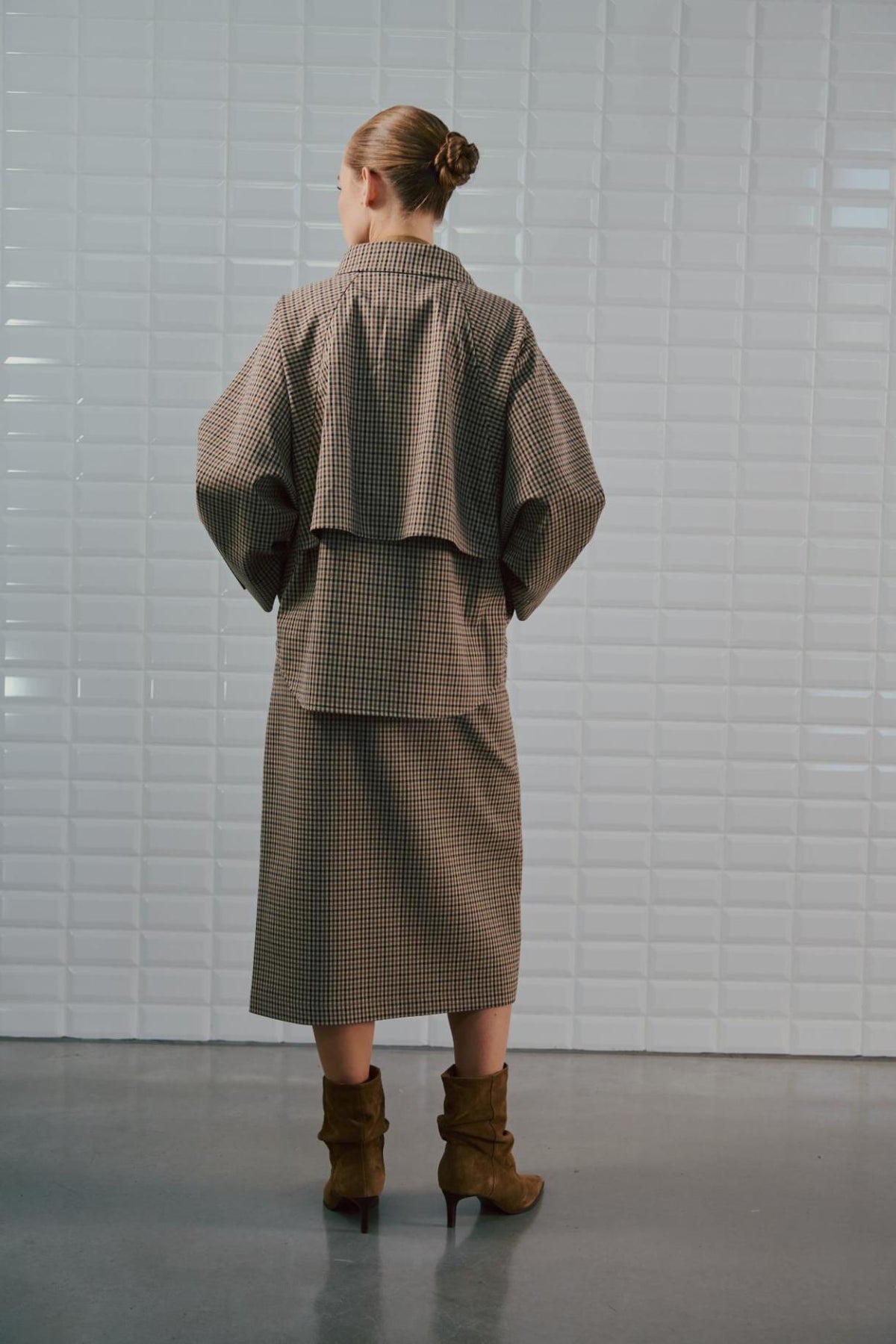 WBLJackie Checked Jacket, Brown Camel Check