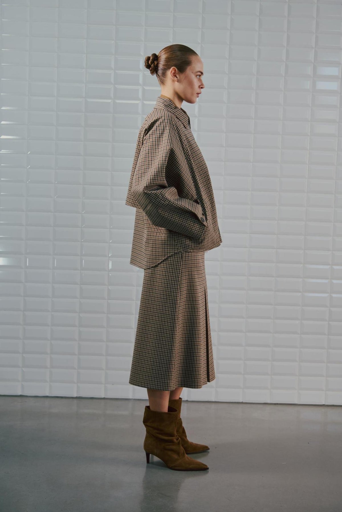 WBLJackie Checked Jacket, Brown Camel Check