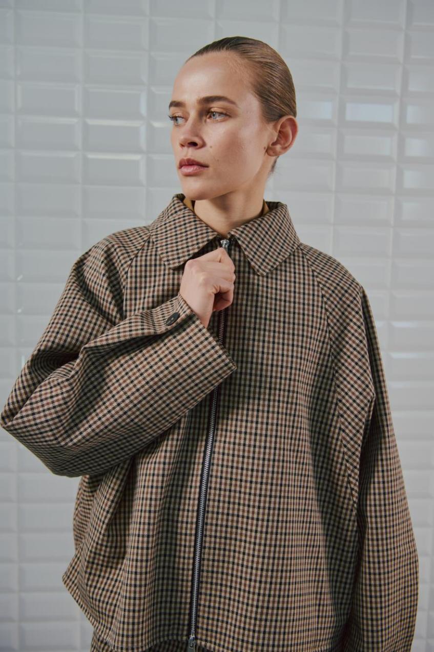 WBLJackie Checked Jacket, Brown Camel Check